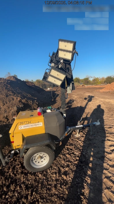 2022 Allmand NLV3GR (4) LED Light Fixture 350W, 23' Vertical Mast, 3kW Prime, Towable, Deep Sea L401, Leveling Jacks, Yanmar T4F 5.8hp