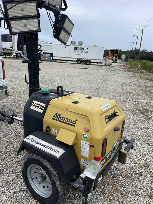 2022 Allmand NLV3GR (4) LED Light Fixture 350W, 23' Vertical Mast, 3kW Prime, Towable, Deep Sea L401, Leveling Jacks, Yanmar T4F 5.8hp