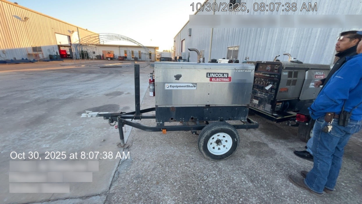 2019 Lincoln Electric Vantage 322 Welder Ready-Pak 3, Two wheel trailer, Fender and Light kit, Cable Rack