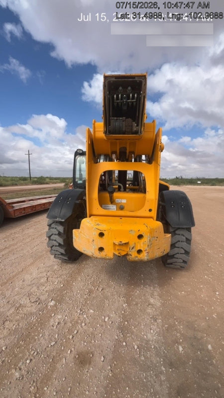 2019 JCB 510-56 74 HP w/Open ROPS, Beacon, Aux Hydraulics, Worklights, Solid Tires w/60" Carriage/Forks