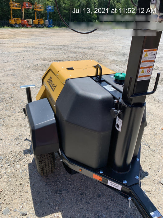 2021 Allmand NLV3GR (4) LED Light Fixture 350W, 23' Vertical Mast, 3kW Prime, Towable, Deep Sea L401, Leveling Jacks, Yanmar T4F 5.8hp