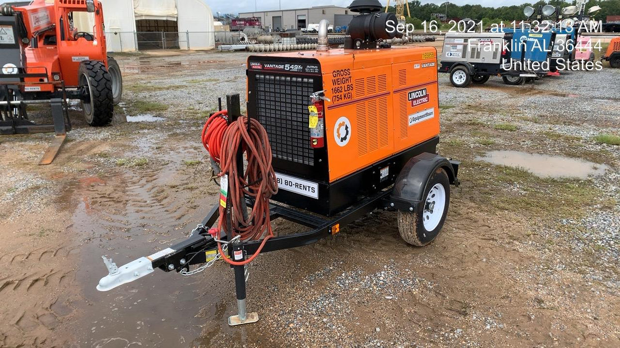 2021 Lincoln Electric Vantage 549X Ready Pak 3, ORANGE (includes trailer, cable rack, fender light kit)