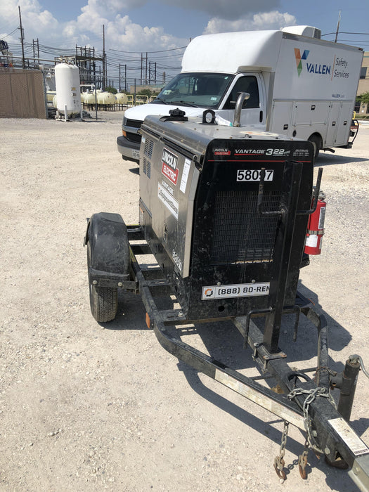 2019 Lincoln Electric Vantage 322 Welder Ready-Pak 3, Two wheel trailer, Fender and Light kit, Cable Rack