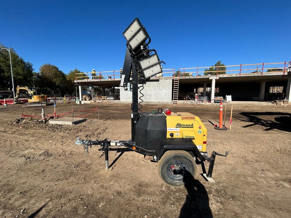 2022 Allmand NLV3GR (4) LED Light Fixture 350W, 23' Vertical Mast, 3kW Prime, Towable, ES Decals, T3