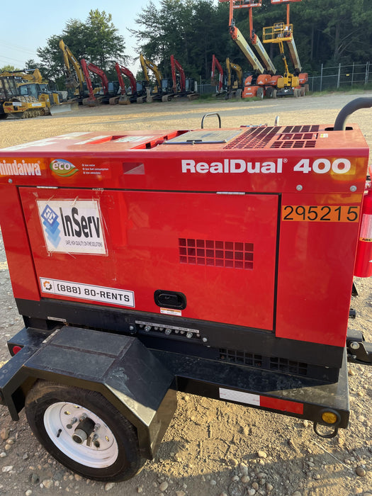2023 Shindaiwa DGW400MDL Kubota D902 Engine, 23 HP, Dual Op Welder, Wire, Arc, Droop Stick, Tig, and CC Stick Functionality, Simulphase, 3 Phase and 1 Phase Gen Output, Single Axle NB Trlr, Slr Trckl Chrg 12V 12W, Fire Ext