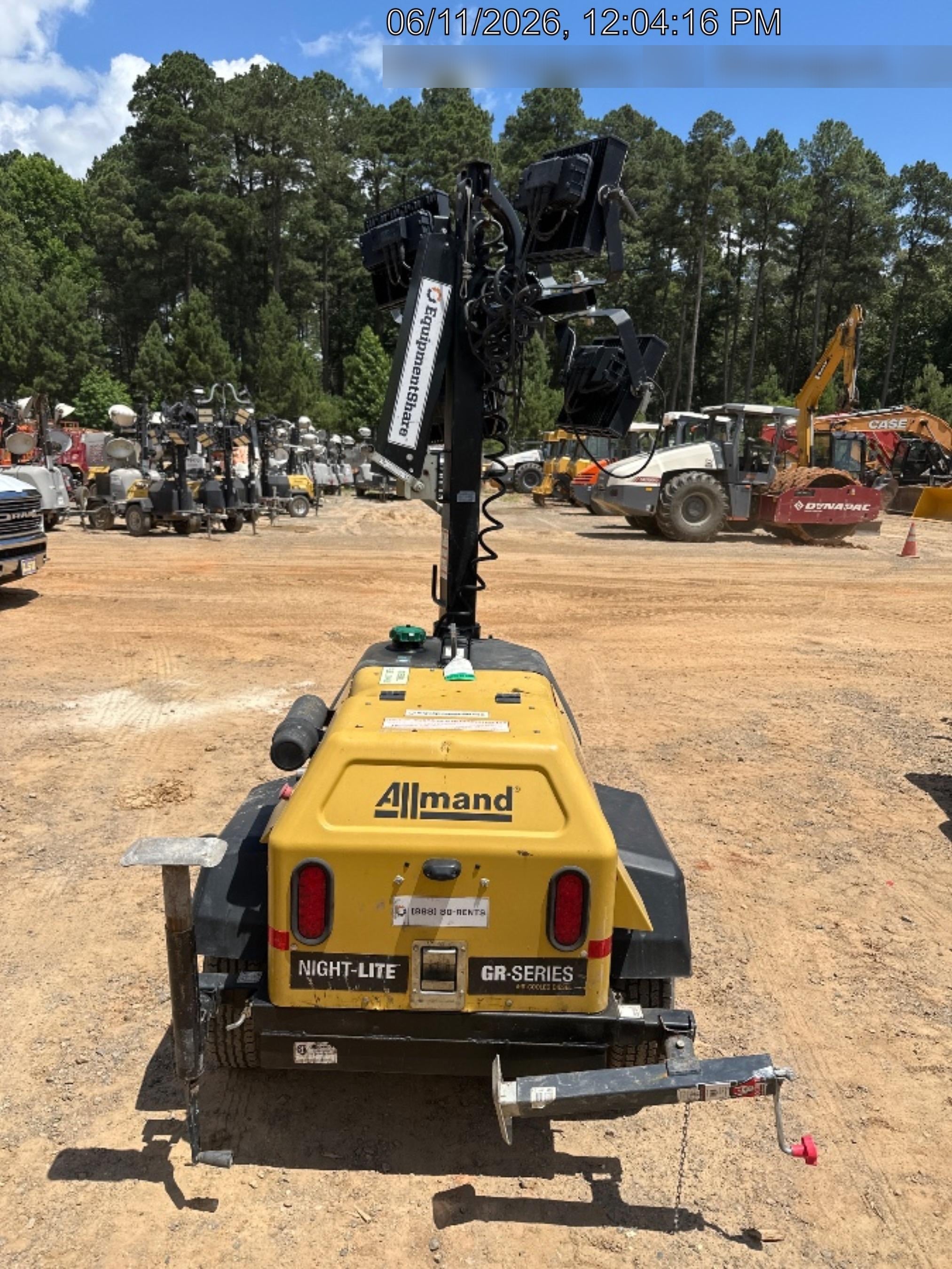 2022 Allmand NLV3GR (4) LED Light Fixture 350W, 23' Vertical Mast, 3kW Prime, Towable, Deep Sea L401, Leveling Jacks, Yanmar T4F 5.8hp