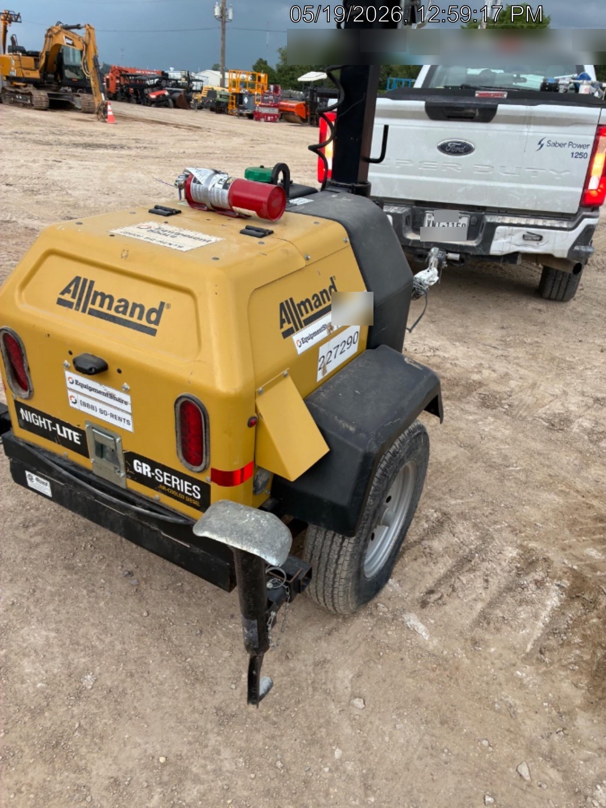 2022 Allmand NLV3GR (4) LED Light Fixture 350W, 23' Vertical Mast, 3kW Prime, Towable, Deep Sea L401, Leveling Jacks, Yanmar T4F 5.8hp
