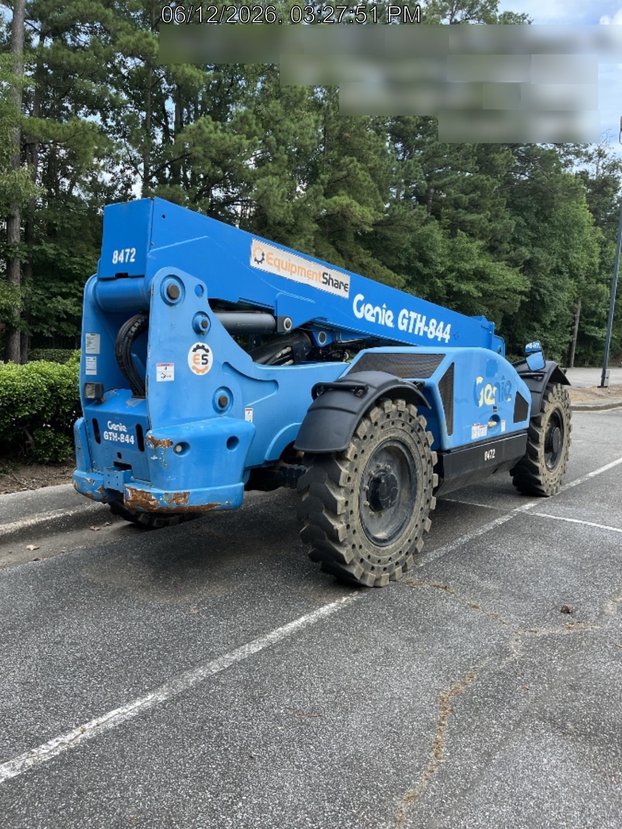 2018 Genie GTH-844 Genie GTH-844D w/Open ROPS, Solid Tires, Work Light/Beacon, 60" Carriage and Forks