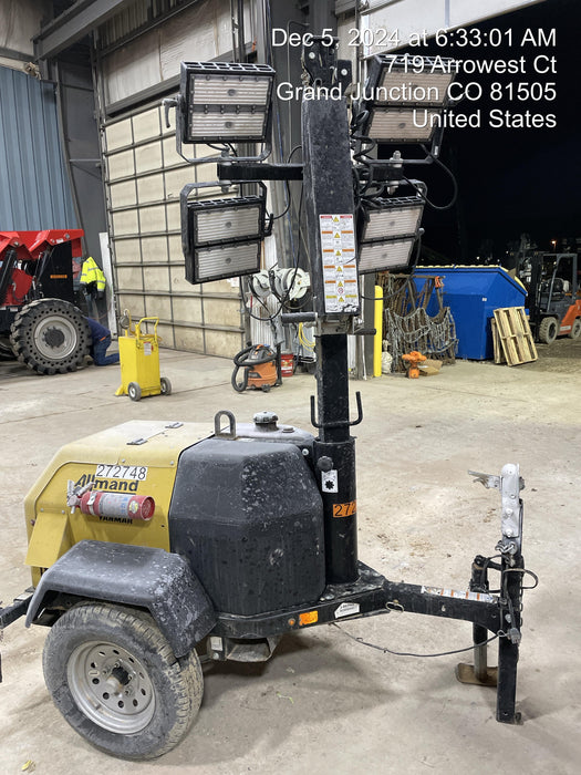 2022 Allmand NLV3GR (4) LED Light Fixture 350W, 23' Vertical Mast, 3kW Prime, Towable, ES Decals, T3