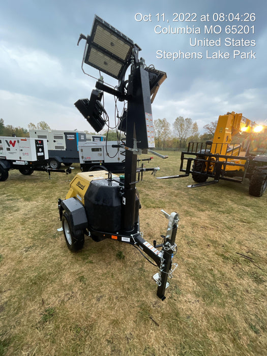 2022 Allmand NLV3GR (4) LED Light Fixture 350W, 23' Vertical Mast, 3kW Prime, Towable, ES Decals, T3