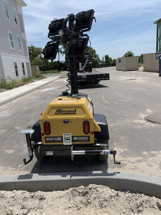 2022 Allmand NLV3GR (4) LED Light Fixture 350W, 23' Vertical Mast, 3kW Prime, Towable, Deep Sea L401, Leveling Jacks, Yanmar T4F 5.8hp