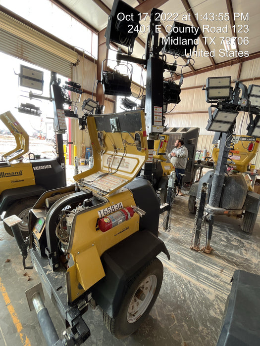 2022 Allmand NLV3GR (4) LED Light Fixture 350W, 23' Vertical Mast, 3kW Prime, Towable, ES Decals, T3