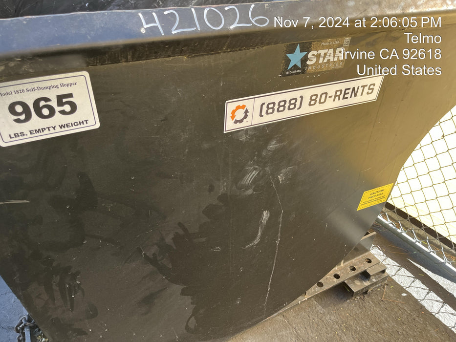 2024 STAR INDUSTRIES M-1820 - Self-Dump Hopper