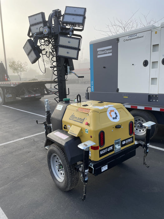 2022 Allmand NLV3GR (4) LED Light Fixture 350W, 23' Vertical Mast, 3kW Prime, Towable, ES Decals, T3