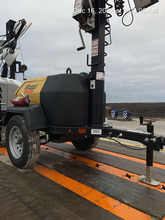 2022 Allmand NLV3GR (4) LED Light Fixture 350W, 23' Vertical Mast, 3kW Prime, Towable, Deep Sea L401, Leveling Jacks, Yanmar T4F 5.8hp