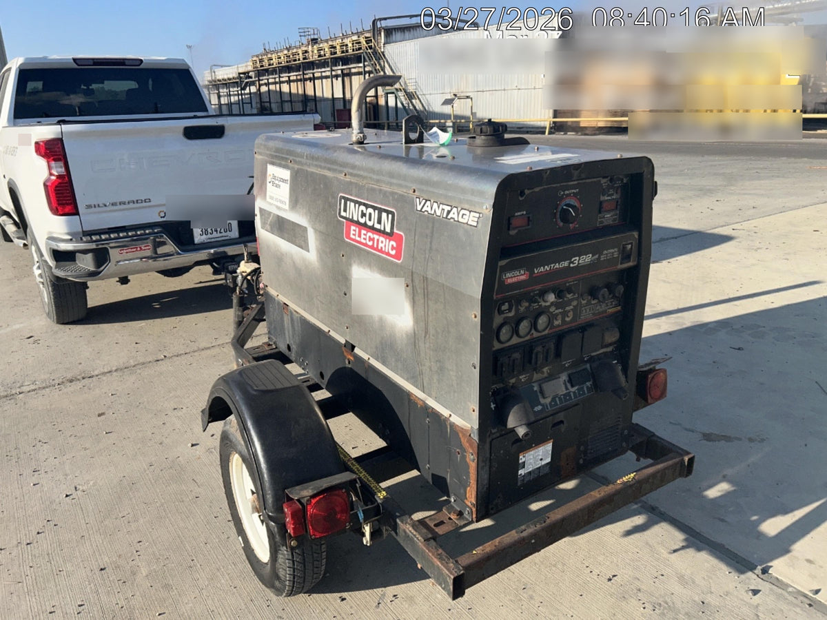 2019 Lincoln Electric Vantage 322 Ready-Pak 3, Two Wheel Trailer, Fender and Light Kit, Cable Rack
