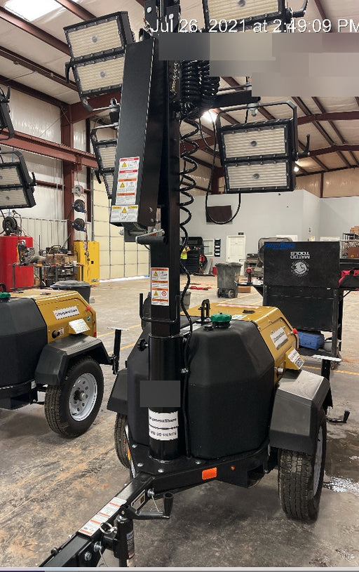 2021 Allmand NLV3GR (4) LED Light Fixture 350W, 23' Vertical Mast, 3kW Prime, Towable, Deep Sea L401, Leveling Jacks, Yanmar T4F 5.8hp