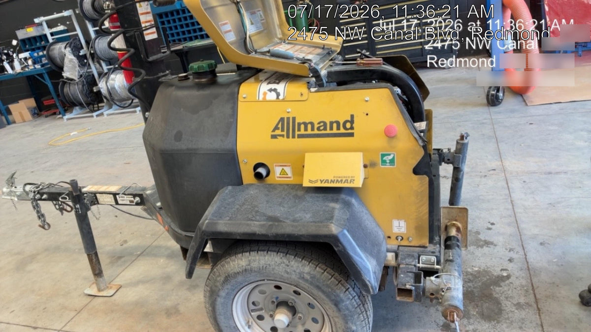 2020 Allmand NLV3GR (4) LED Light Fixture 350W, 23' Vertical Mast, 3kW Prime, Towable, Deep Sea L401, Leveling Jacks, Yanmar T4F 5.8hp
