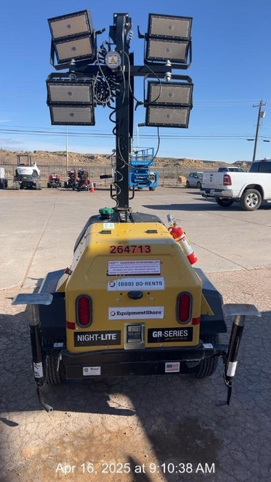 2022 Allmand NLV3GR (4) LED Light Fixture 350W, 23' Vertical Mast, 3kW Prime, Towable, ES Decals, T3