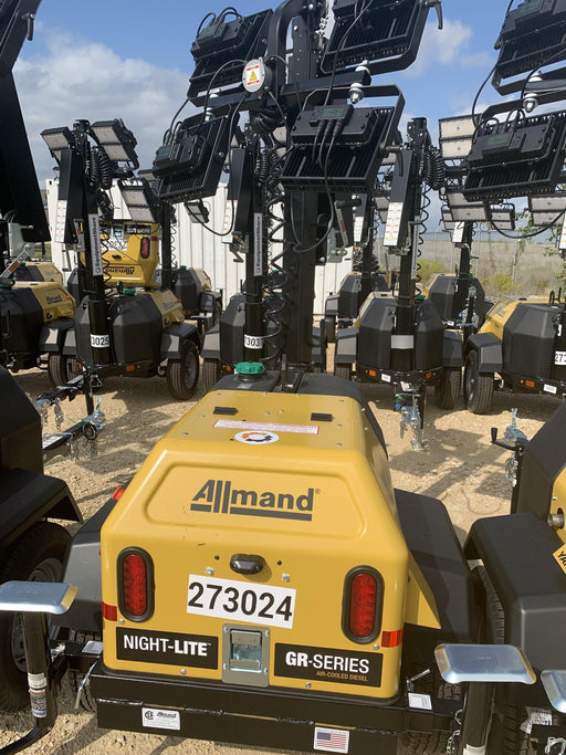 2022 Allmand NLV3GR (4) LED Light Fixture 350W, 23' Vertical Mast, 3kW Prime, Towable, ES Decals, T3