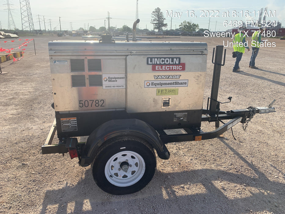 2019 Lincoln Electric Vantage 322 Welder Ready-Pak 3, Two wheel trailer, Fender and Light kit, Cable Rack