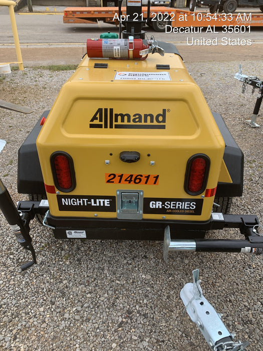 2022 Allmand NLV3GR (4) LED Light Fixture 350W, 23' Vertical Mast, 3kW Prime, Towable, Deep Sea L401, Leveling Jacks, Yanmar T4F 5.8hp