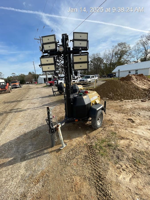 2022 Allmand NLV3GR (4) LED Light Fixture 350W, 23' Vertical Mast, 3kW Prime, Towable, Deep Sea L401, Leveling Jacks, Yanmar T4F 5.8hp