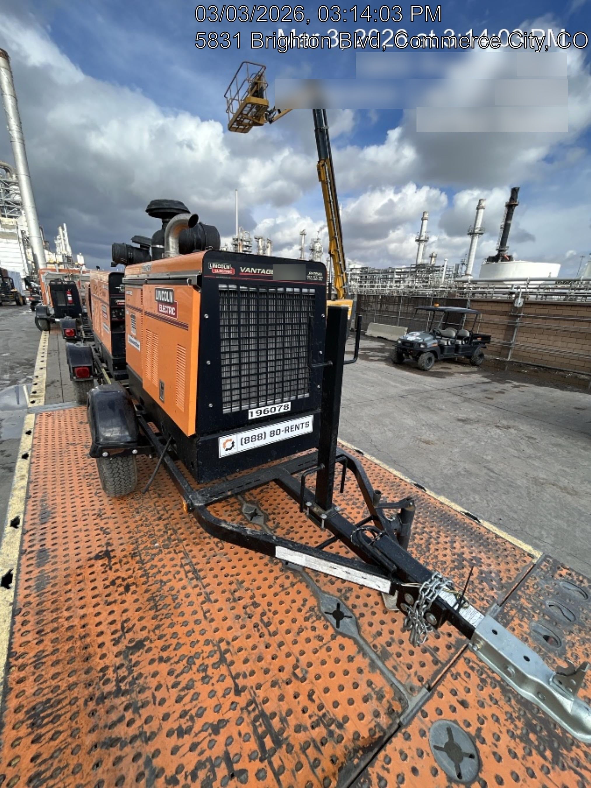 2021 Lincoln Electric Vantage 549X Ready Pak 3, ORANGE (includes trailer, cable rack, fender light kit)