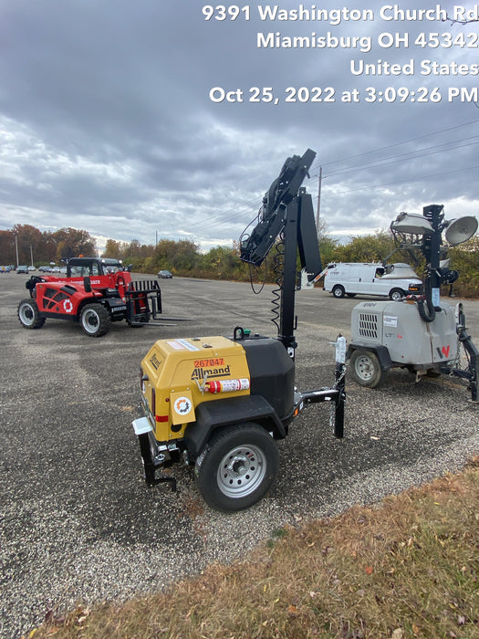 2022 Allmand NLV3GR (4) LED Light Fixture 350W, 23' Vertical Mast, 3kW Prime, Towable, ES Decals, T3