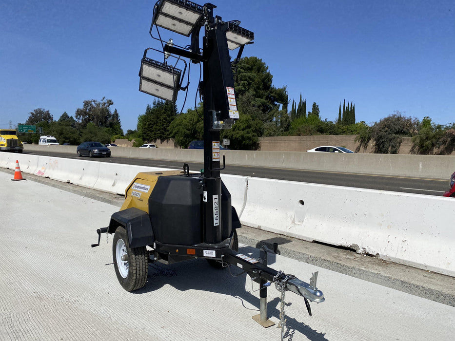 2021 Allmand NLV3GR (4) LED Light Fixture 350W, 23' Vertical Mast, 3kW Prime, Towable, Deep Sea L401, Leveling Jacks, Yanmar T4F 5.8hp