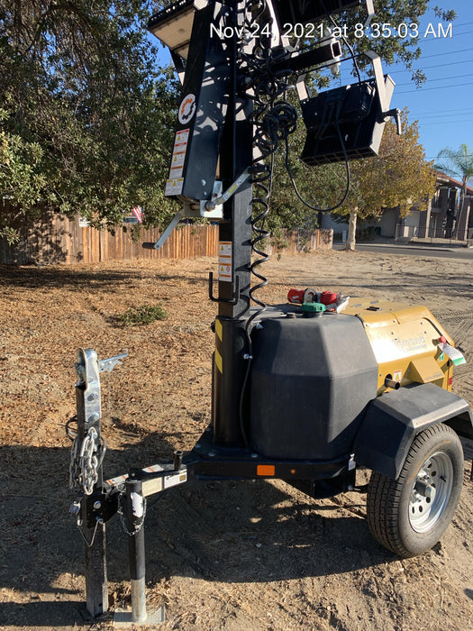 2021 Allmand NLV3GR (4) LED Light Fixture 350W, 23' Vertical Mast, 3kW Prime, Towable, Deep Sea L401, Leveling Jacks, Yanmar T4F 5.8hp