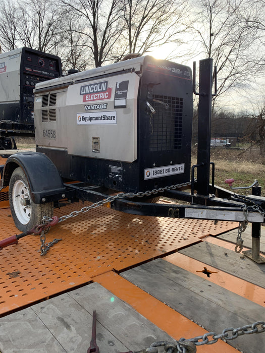 2019 Lincoln Electric Vantage 322 Welder Ready-Pak 3, Two wheel trailer, Fender and Light kit, Cable Rack