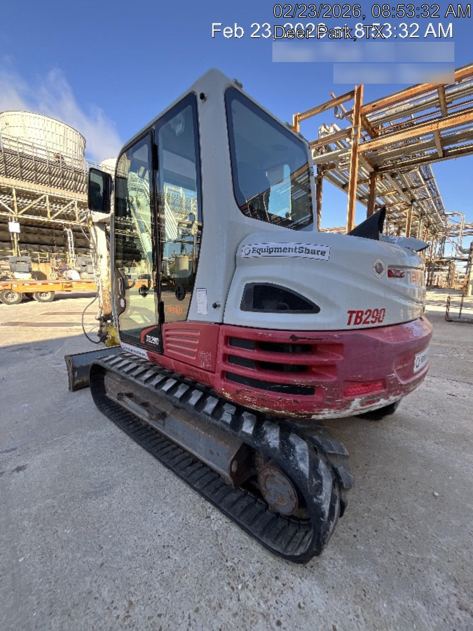 2019 Takeuchi TB290 Takeuchi TB290 Cab/Heat/AC w/Rubber Tracks, Auxiliary Hydraulics, Dozer Blade, Manual QC, 18/24/36" Buckets, Hydraulic Thumb Installed