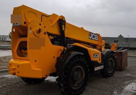 2019 JCB 510-56 Open ROPS, 74 HP, Solid Tires, Worklights, Beacon, Aux Hydraulics, Lifting Eye w/60" Carriage/60" Forks