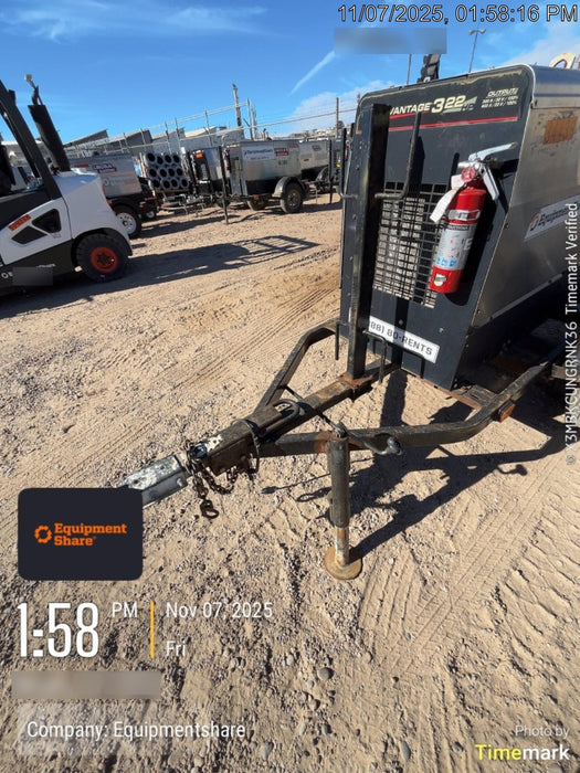 2019 Lincoln Electric Vantage 322 Welder Ready-Pak 3, Two wheel trailer, Fender and Light kit, Cable Rack