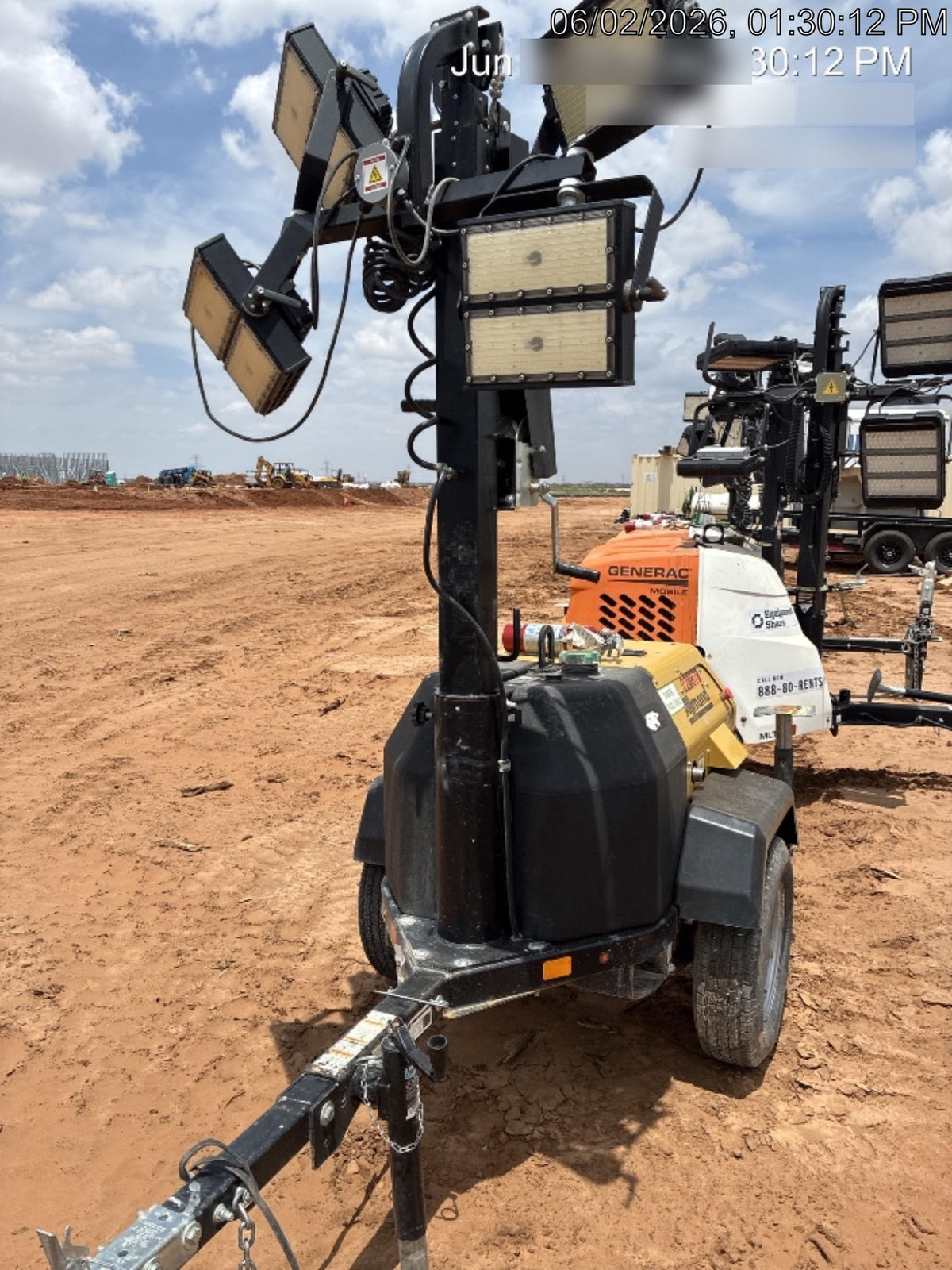 2022 Allmand NLV3GR (4) LED Light Fixture 350W, 23' Vertical Mast, 3kW Prime, Towable, Deep Sea L401, Leveling Jacks, Yanmar T4F 5.8hp
