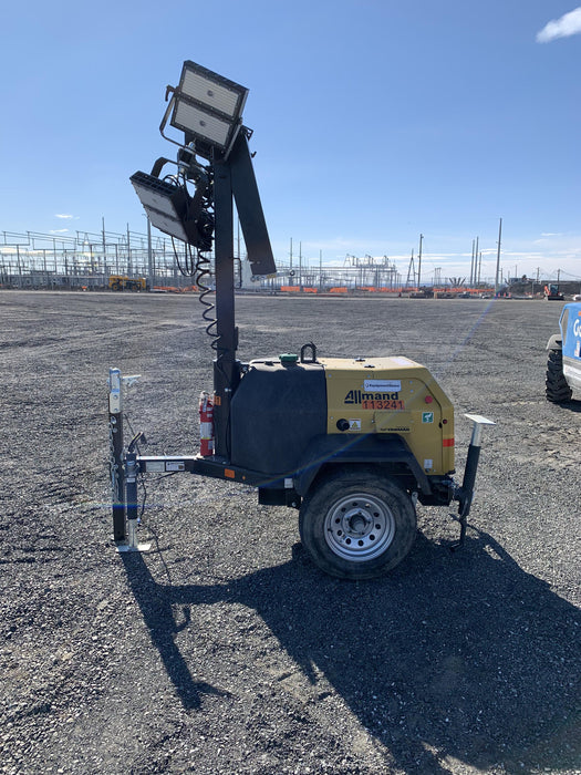 2020 Allmand NLV3GR (4) LED Light Fixture 350W, 23' Vertical Mast, 3kW Prime, Towable, Deep Sea L401, Leveling Jacks, Yanmar T4F 5.8hp