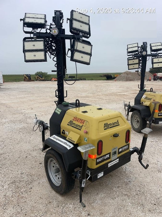 2022 Allmand NLV3GR (4) LED Light Fixture 350W, 23' Vertical Mast, 3kW Prime, Towable, ES Decals, T3