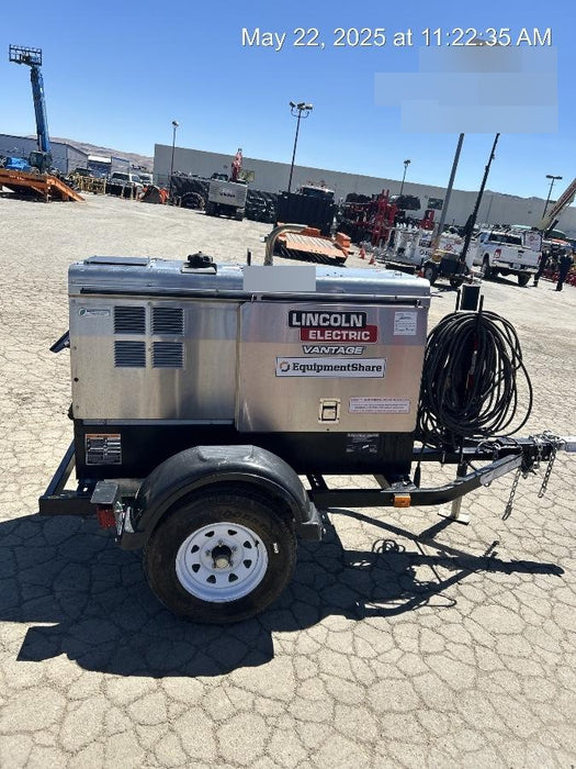 2019 Lincoln Electric Vantage 322 Welder Ready-Pak 3, Two wheel trailer, Fender and Light kit, Cable Rack