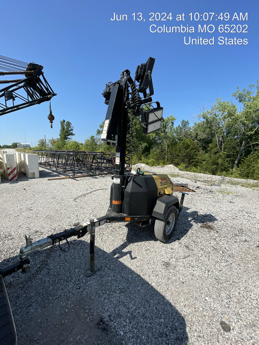 2022 Allmand NLV3GR (4) LED Light Fixture 350W, 23' Vertical Mast, 3kW Prime, Towable, Deep Sea L401, Leveling Jacks, Yanmar T4F 5.8hp