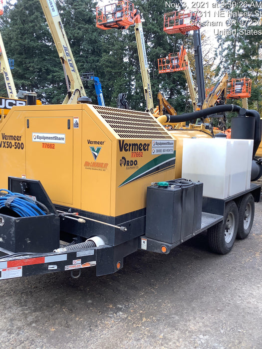 2020 Vermeer VX50-500 49Hp Kubota Diesel - 500 Gal Debris Tank - 1,025 CFM Vacuum Pump, Strong Arm, x2 205 Gal Water Tanks