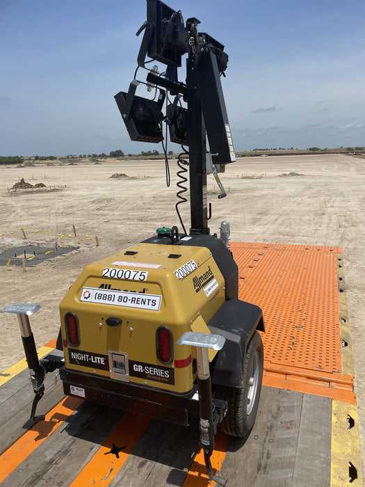 2022 Allmand NLV3GR (4) LED Light Fixture 350W, 23' Vertical Mast, 3kW Prime, Towable, Deep Sea L401, Leveling Jacks, Yanmar T4F 5.8hp