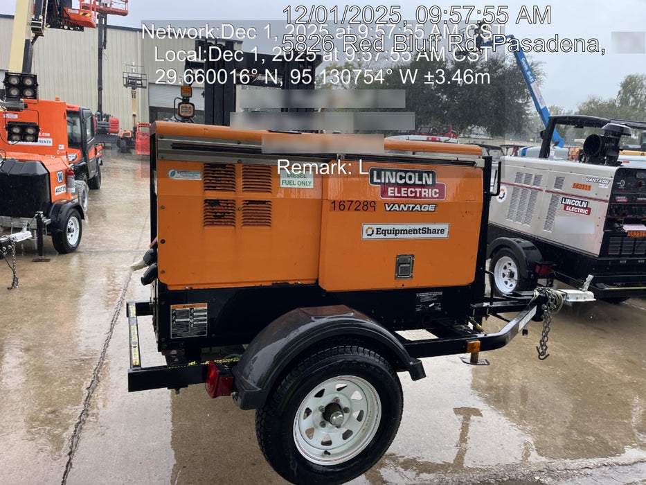 2021 Lincoln Electric Vantage 322 Vantage 322 Ready Pak 3 w/ Decals, ORANGE (includes trailer, cable rack, fender light kit) NO Telematics