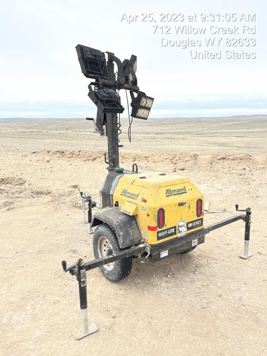 2022 Allmand NLV3GR (4) LED Light Fixture 350W, 23' Vertical Mast, 3kW Prime, Towable, ES Decals, T3