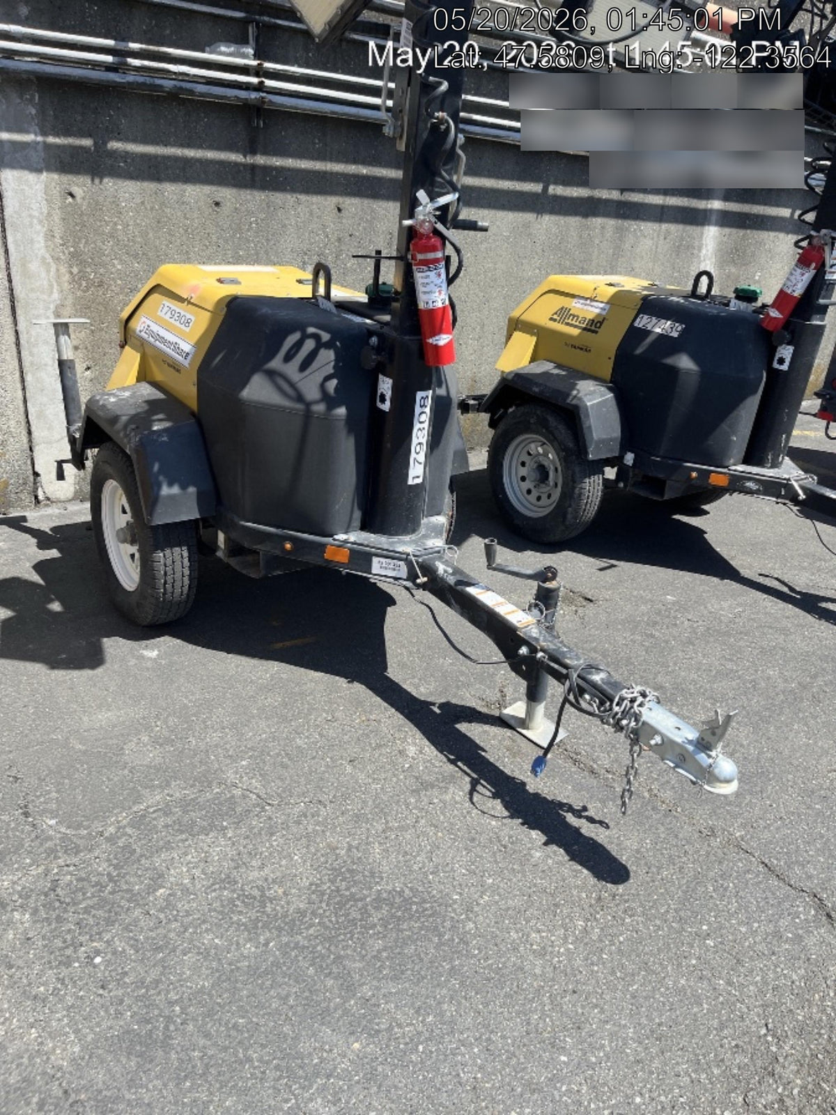 Allmand NLV3GR (4) LED Light Fixture 350W, 23' Vertical Mast, 3kW Prime, Towable, Deep Sea L401, Leveling Jacks, Yanmar T4F 5.8hp
