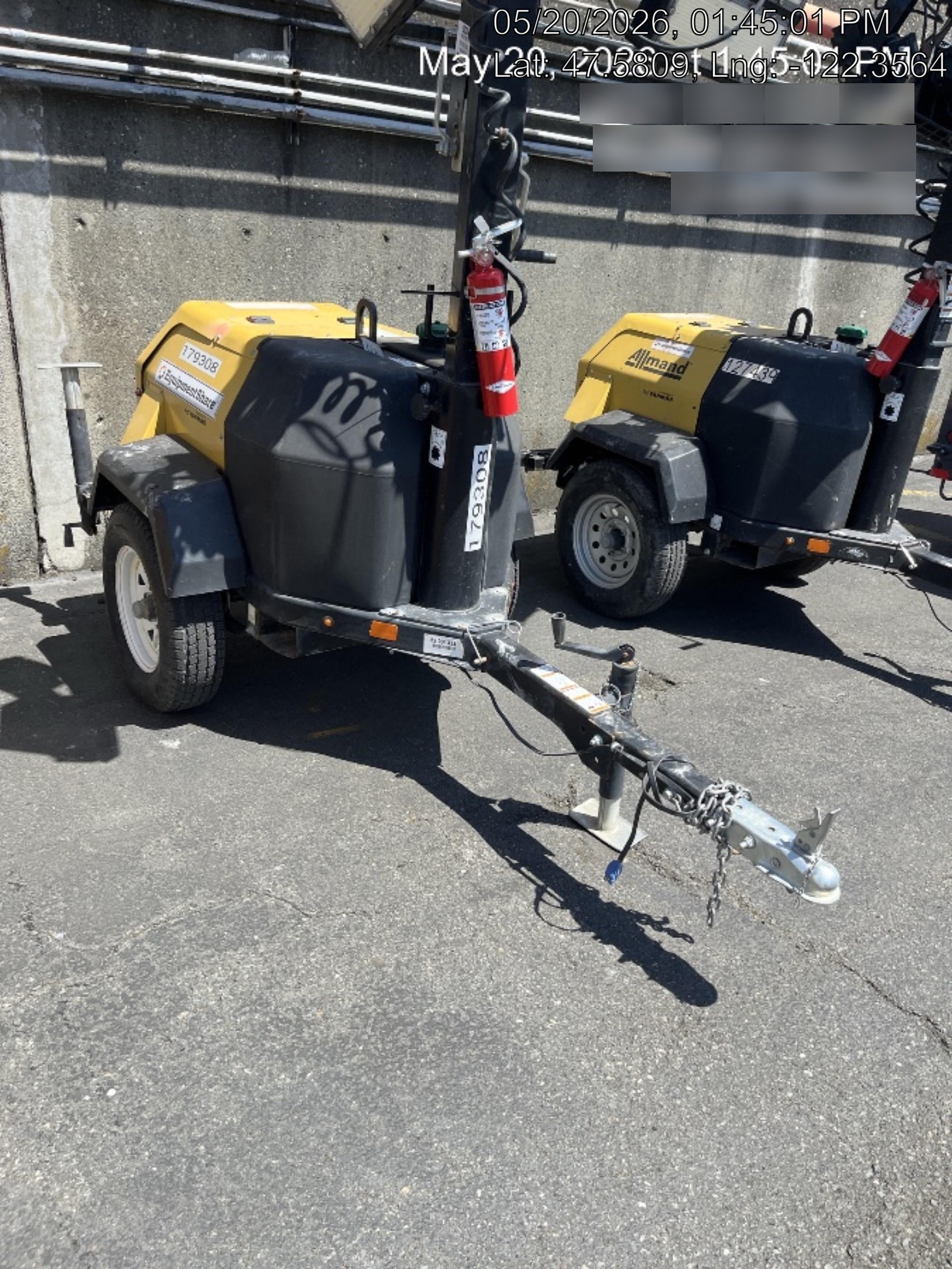 Allmand NLV3GR (4) LED Light Fixture 350W, 23' Vertical Mast, 3kW Prime, Towable, Deep Sea L401, Leveling Jacks, Yanmar T4F 5.8hp