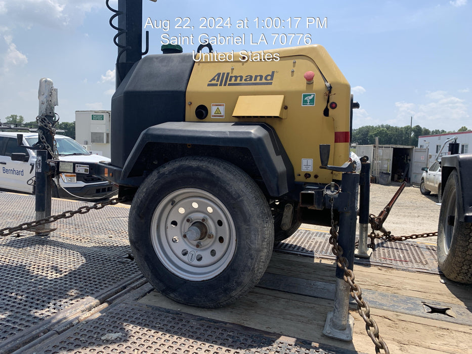 2022 Allmand NLV3GR (4) LED Light Fixture 350W, 23' Vertical Mast, 3kW Prime, Towable, Deep Sea L401, Leveling Jacks, Yanmar T4F 5.8hp