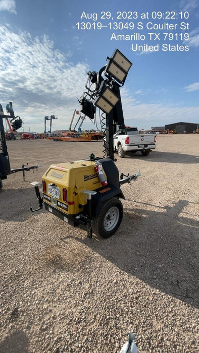 2022 Allmand NLV3GR (4) LED Light Fixture 350W, 23' Vertical Mast, 3kW Prime, Towable, ES Decals, T3