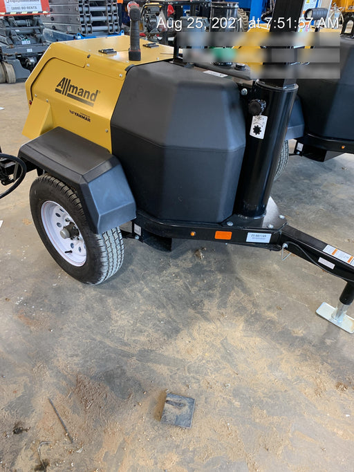 2021 Allmand NLV3GR (4) LED Light Fixture 350W, 23' Vertical Mast, 3kW Prime, Towable, Deep Sea L401, Leveling Jacks, Yanmar T4F 5.8hp