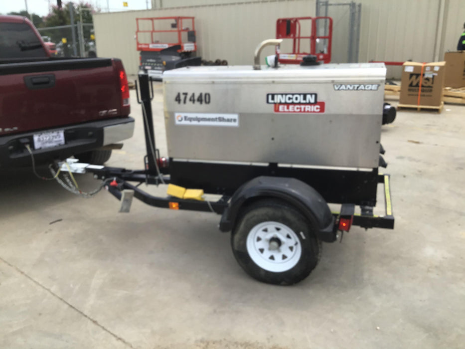 2019 Lincoln Electric Vantage 322 Ready-Pak 3, Two Wheel Trailer, Fender and Light Kit, Cable Rack